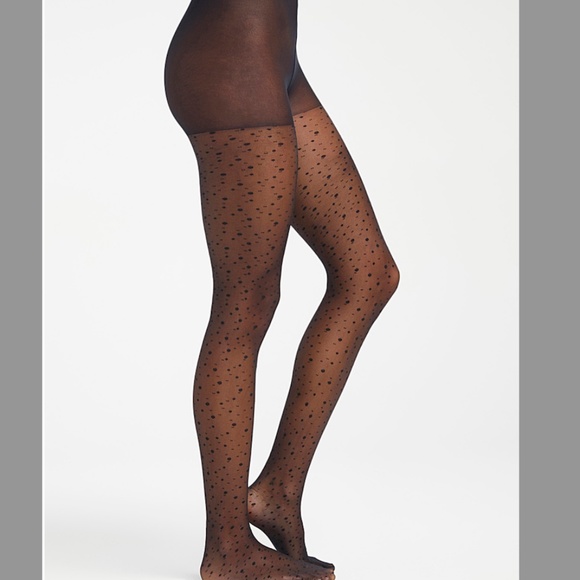 Black mixed dots sheer tights made in Italy NWT - Picture 1 of 6